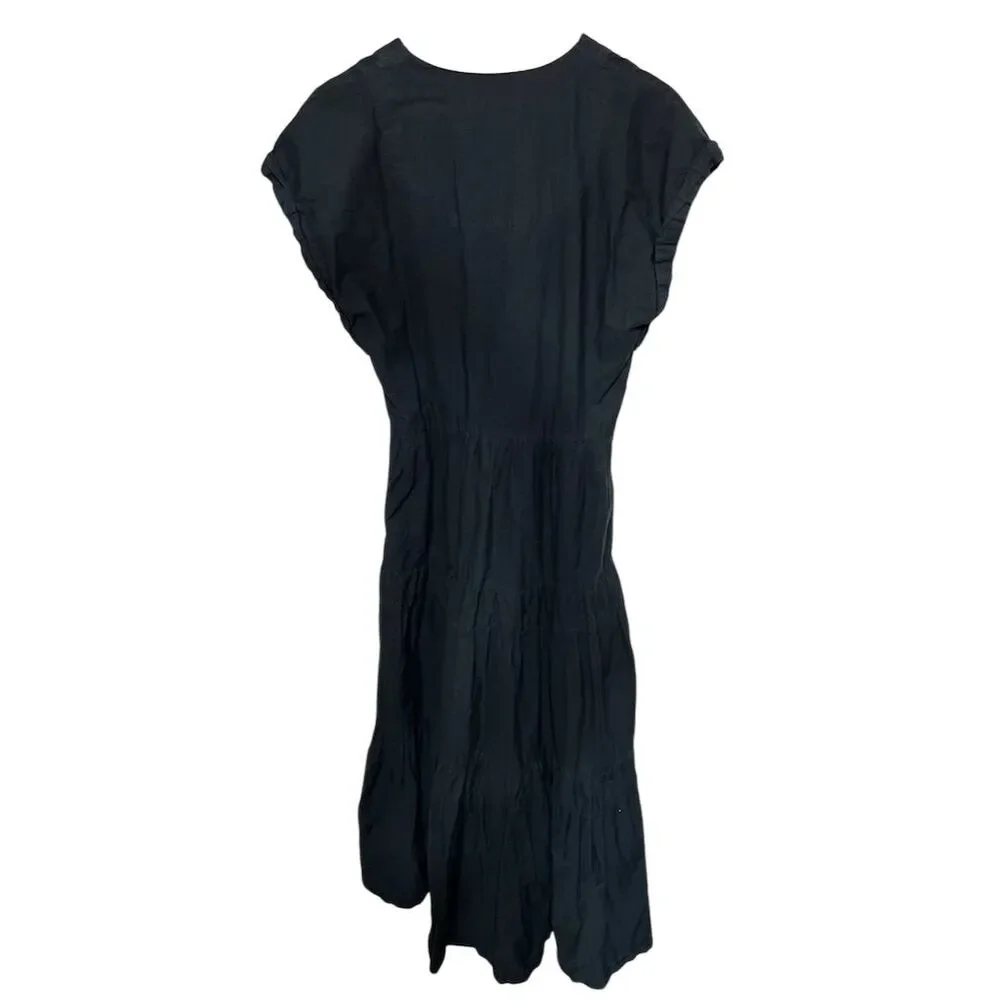 Abercrombie & Fitch Women's Black Tiered Midi Dress Size S Casual